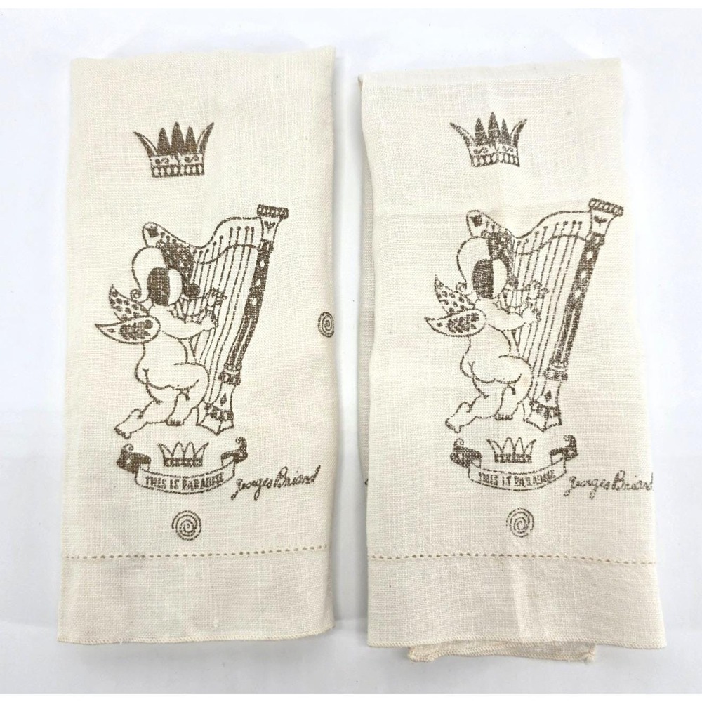 VTG Georges Briard This is Paradise Placemats Guest Bar Towels Set of 2 MCM - Picture 1 of 16